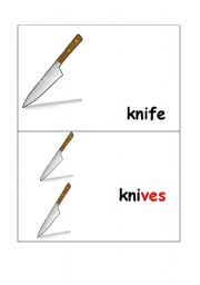 English Worksheet: knife-knives