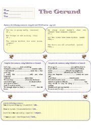 English Worksheet: THE GERUND - exercises