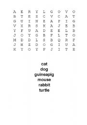 English worksheet: family pets wordsearch