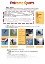 English Worksheet: Extreme Sports