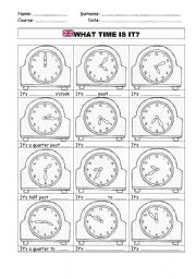 English Worksheet: WHAT TIME IS IT?