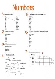 Numbers 1- 20, days and months