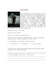 English Worksheet: Apocalypto