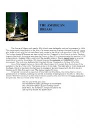 English Worksheet: the statue of liberty: the american dream