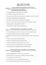 English Worksheet: Relative Clauses