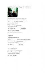 English worksheet: everybodys changing (by keane)