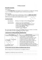 English Worksheet: writing a paragraph