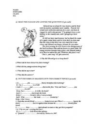 English Worksheet: reading comprehension  