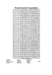 English worksheet: Word Search Vegetables