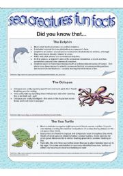 Sea Creatures Fun Facts - Part 1 of 2