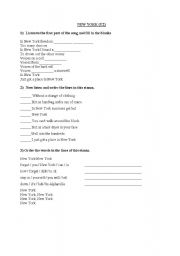 English Worksheet: New York (Song by U2)
