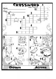 English Worksheet: Body Parts Crossword