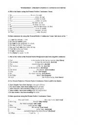 English Worksheet: Present Perfect Continuous Tense