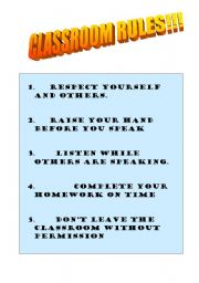 English Worksheet: Classroom Rules