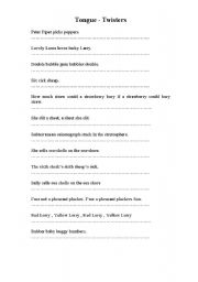 English Worksheet: Tongue Twisters