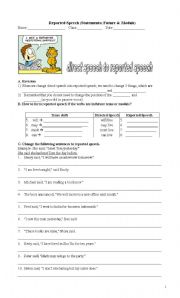 English Worksheet: An interesting note for teaching how to report statements (future tense + modals) 