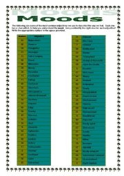 English Worksheet: MOODS - Anwswer Key