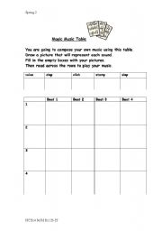 English worksheet: body percussion work sheet