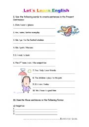 English Worksheet: Present Continuous & Present Simple or Present Continuous