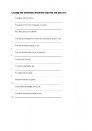 English Worksheet: Passive Voice