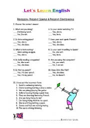 English Worksheet: Revision: Simple Present and Present Continuous