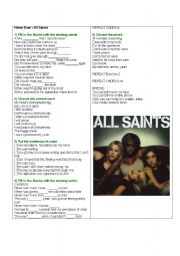 English Worksheet: Song - Never Ever by All Saints