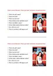 English worksheet: Movie - What a girl wants