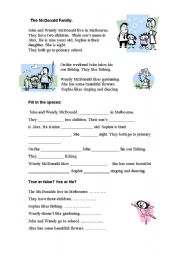 English Worksheet: The McDonald Family