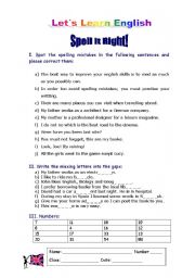 English Worksheet: Spell it Right