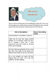 English worksheet: How to describe characters? (Worksheet 1) (Attached to ppt) 