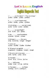 English Worksheet: English Diagnostic Test