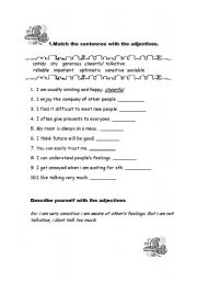 English worksheet: matcing the adjectives
