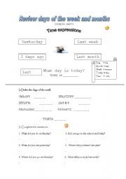 English worksheet: days of the week an months (simple past)