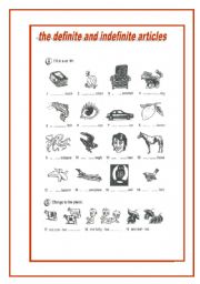 English Worksheet: definite and indefinite articles 