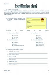 English Worksheet: Identfication Chart