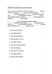 English worksheet: Put the verb in the correct form