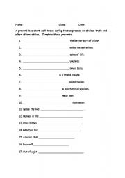 English Worksheet: Proverbs and idioms