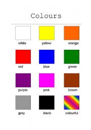 English Worksheet: Colours for the classroom