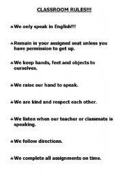 English Worksheet: classroom rules