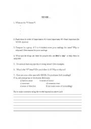 English worksheet: Sense