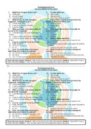 English Worksheet: environmental quiz