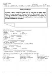 English worksheet: Twin Schoolboys