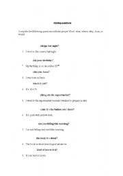 English worksheet: questions