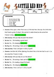 English Worksheet: little red hen -play