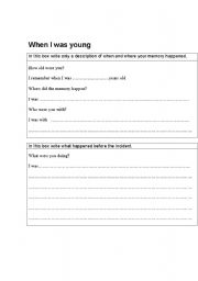 English Worksheet: when I was young