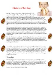 English Worksheet: The history of hot dog