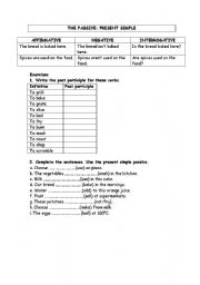 English worksheet: PRESENT SIMPLE PASSIVE
