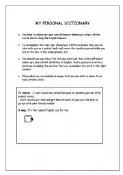 English worksheet: Your own dictionay