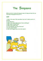 English worksheet: The Simpsons