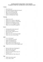 English worksheet: Simple Questions